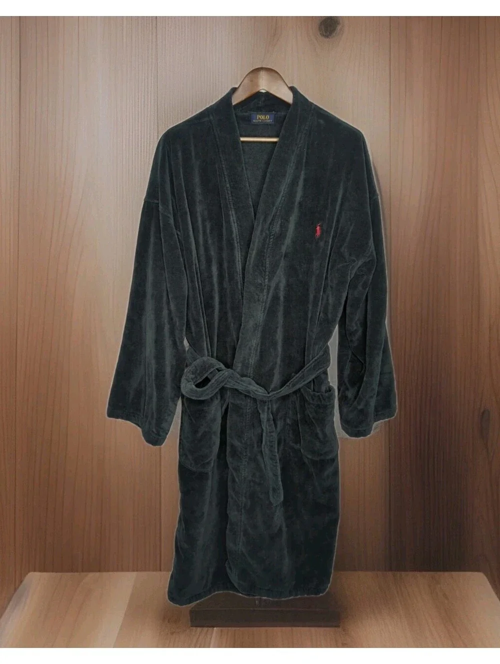 Polo Ralph Lauren Sleepwear Soft Cotton Kimono Velour Bath Robe Black Mens L/XL